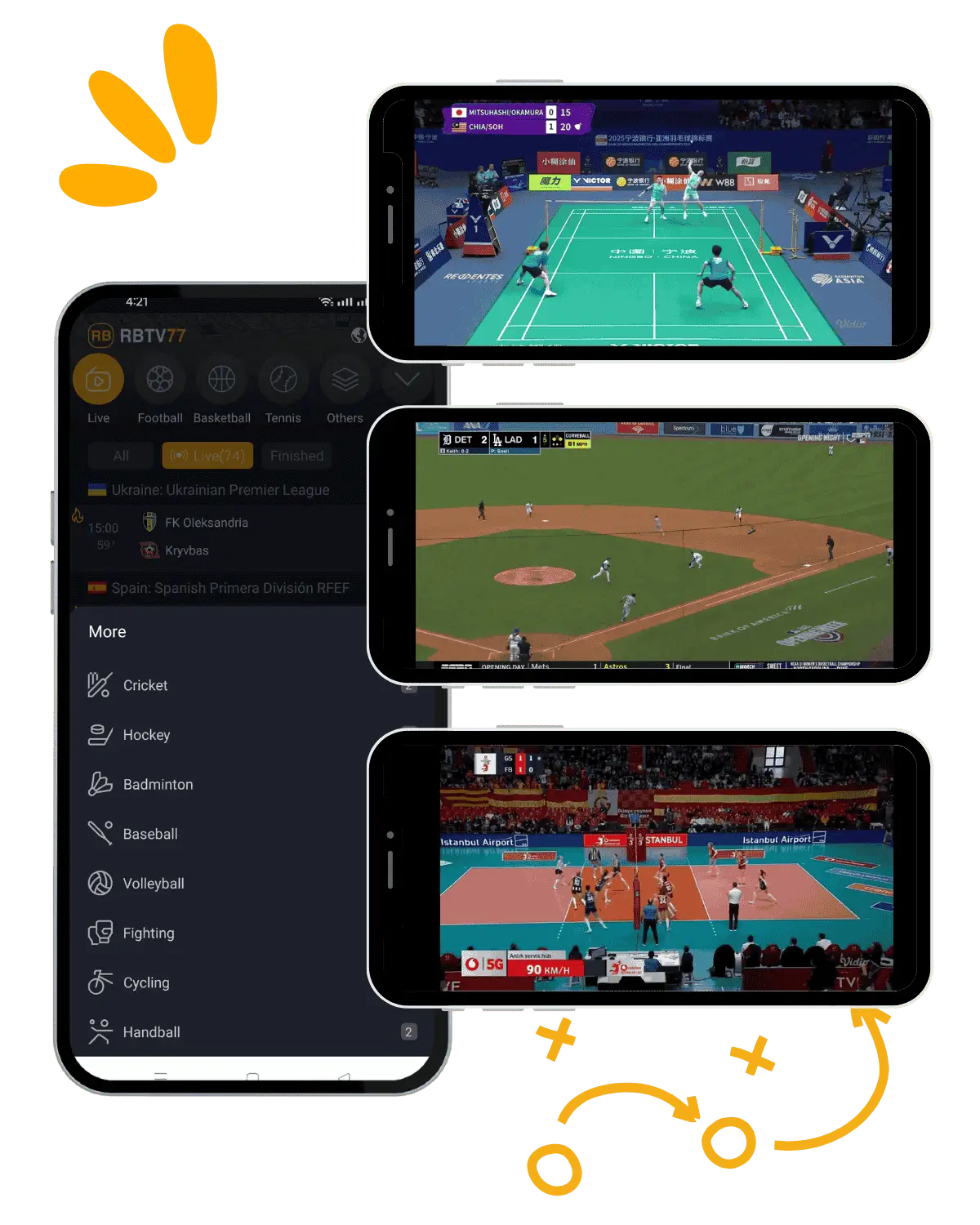 Live Streaming Of Badminton Baseball And Volleyball On Rbtv77 Apk 1