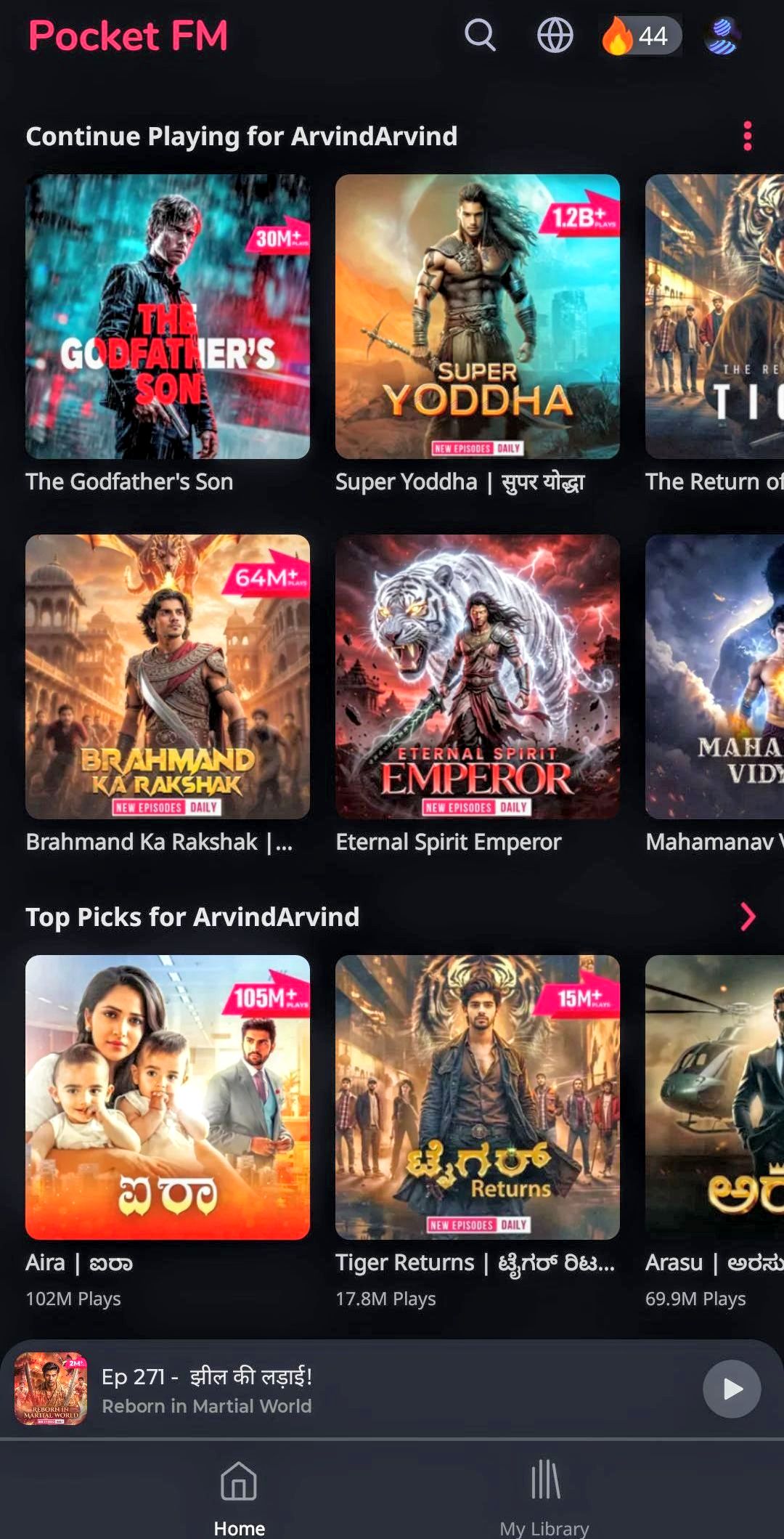 Pocket Fm Mod APK Premium Unlocked Download Homepage Interface